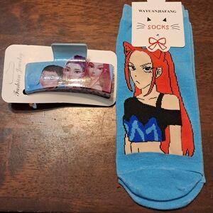 Blue Kids Socks with Cartoon Design